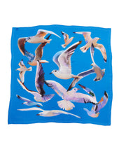 Load image into Gallery viewer, "SEAGULLS" scarf, 120x120 cm, 80% modal x 20% silk
