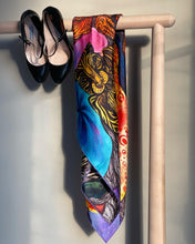 Load image into Gallery viewer, “COSMIC TIGERS” SCARF in silk
