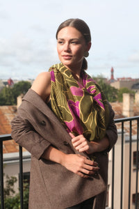 "CORALS" scarf in modal/silk + 1 color