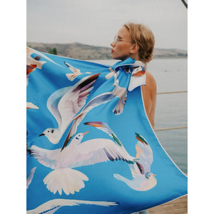 "SEAGULLS" scarf in silk + 4 colors